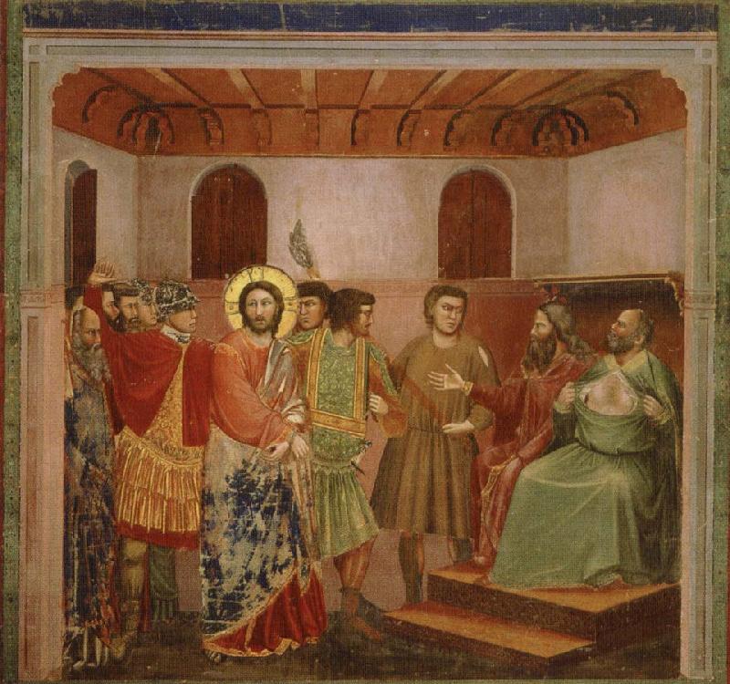 GIOTTO di Bondone jesus infor oversteprasten kajafas oil painting picture